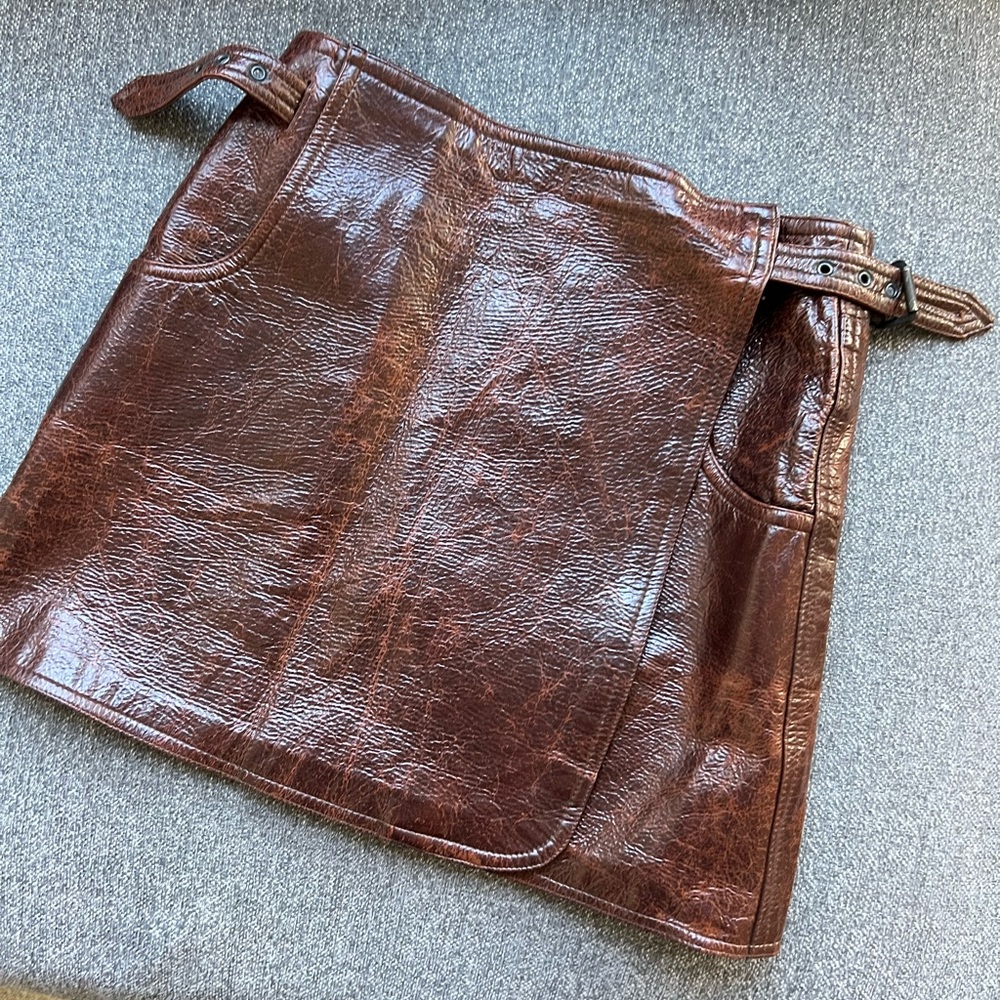 Vintage 90s PVC Brown Skirt XS